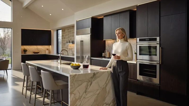 open concept kitchen to dining room